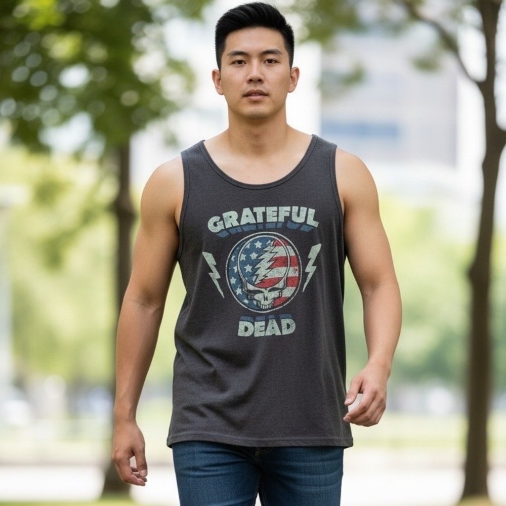 Ripple‎ Junction Grateful Dead Mens Tank Top XL Gray Steal Skull Graphic Shirt